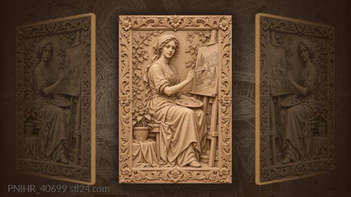 Unfinished canvas and a potted plant 3d STL model