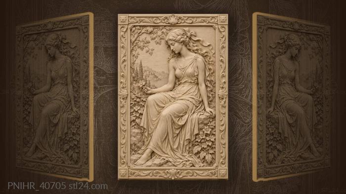 Ribbon in her hair and a flower 3d STL model