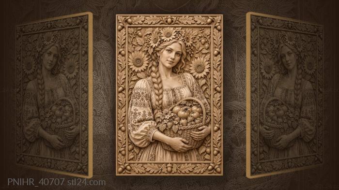 Sunflower crown above embroidered sleeves 3d STL model