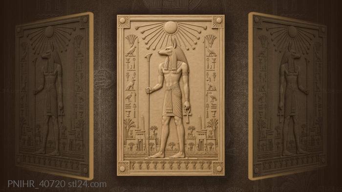 Sun disc above hieroglyphs and temples 3d STL model