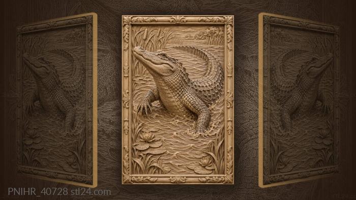 Alligator emerging from the waves 3d STL model