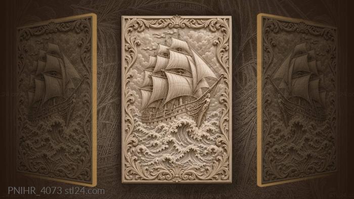 Majestic ship in stormy seas 3d STL model