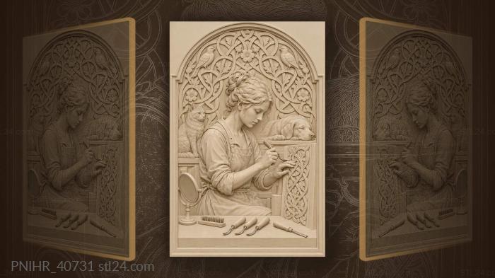 Deep carving ribbon arch inscription 3d STL model