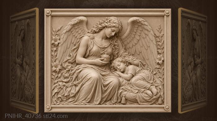 Angel with sleeping baby tenderness 3d STL model