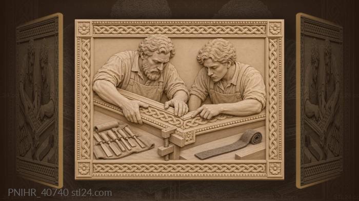 Craftsmen join the frame corner together 3d STL model