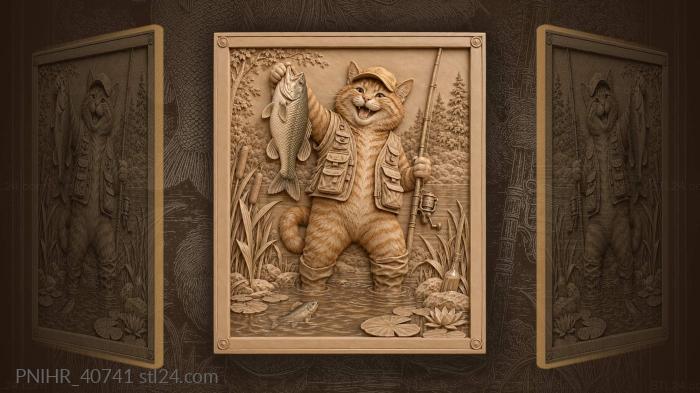 Rod and fish among the reeds 3d STL model