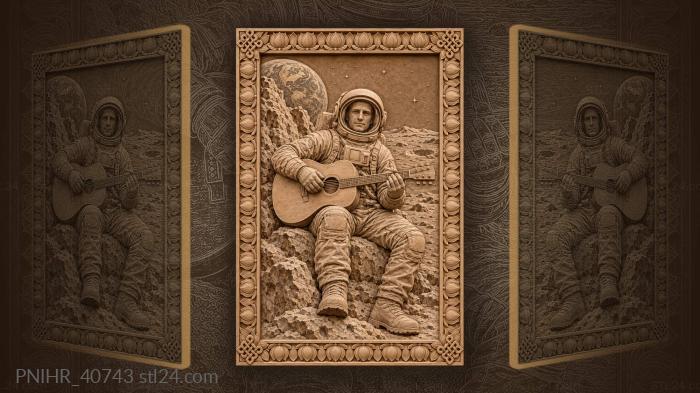 Earth rising behind the lunar rocks 3d STL model