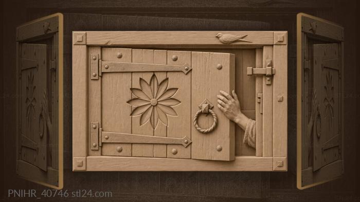 Rustic barn door with rosette 3d STL model