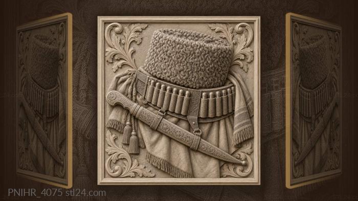 Caucasian warrior’s hat and dagger 3d STL model