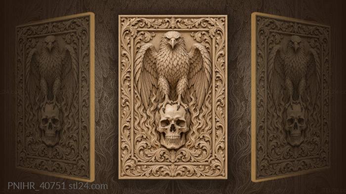 Burning skull in eagle talons 3d STL model
