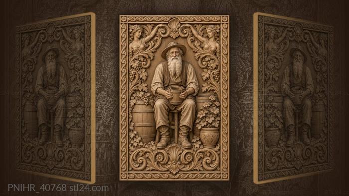 Two barrels and a potted plant 3d STL model