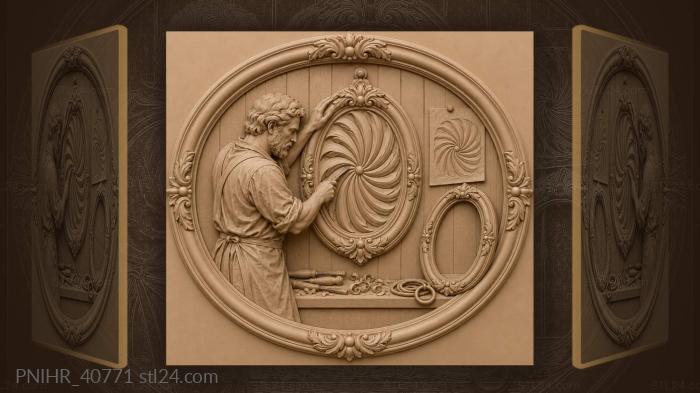 Artisan finishes a swirling solar rosette 3d STL model