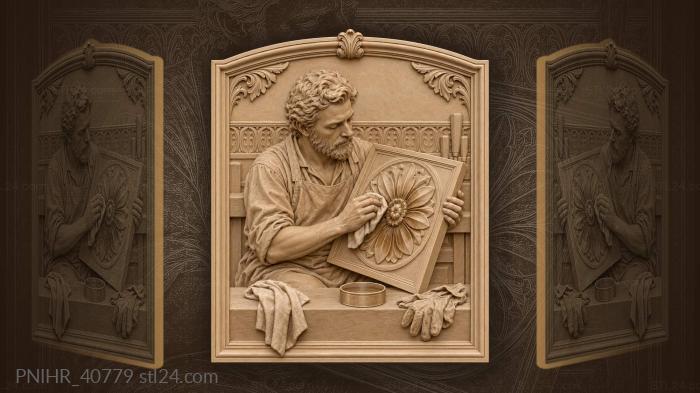 Craftsman polishing floral ornament 3d STL model