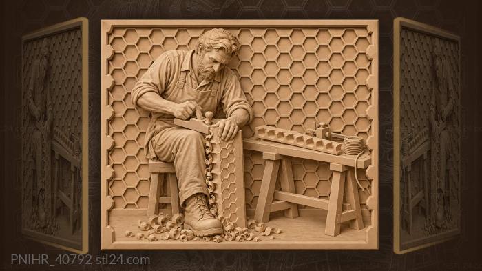 Block plane along the cut honeycomb 3d STL model