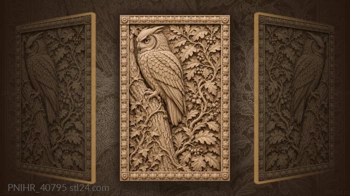 Vines filling the trunk around owl 3d STL model
