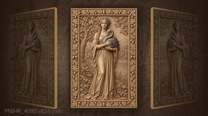 Young woman holding a blue swan 3d STL model