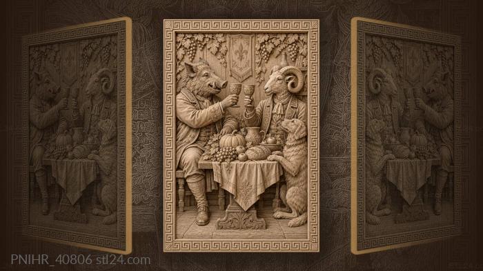 Dog resting paw on laden table 3d STL model