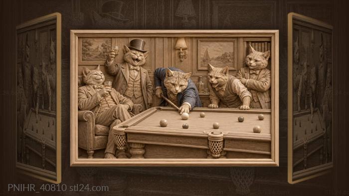 Cat in top hat raises a glass 3d STL model