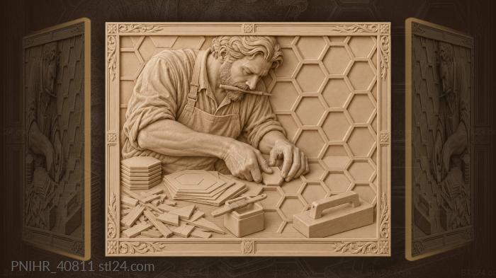 Honeycomb with inlaid veneer work 3d STL model