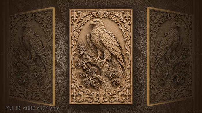 Eagle on pine with flourishes 3d STL model