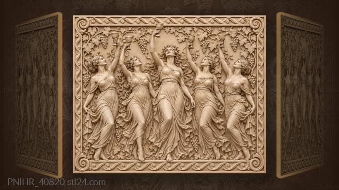 Grapevines cascading down beside the women 3d STL model