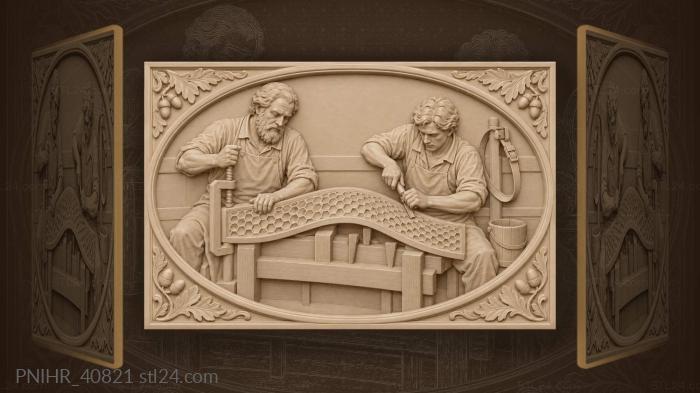 Honeycomb wave carving workshop scene 3d STL model
