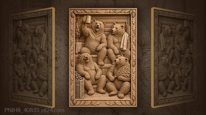 Four in the steam room raising mugs 3d STL model