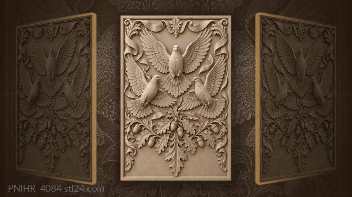 Flying pigeons with ribbon and vine 3d STL model