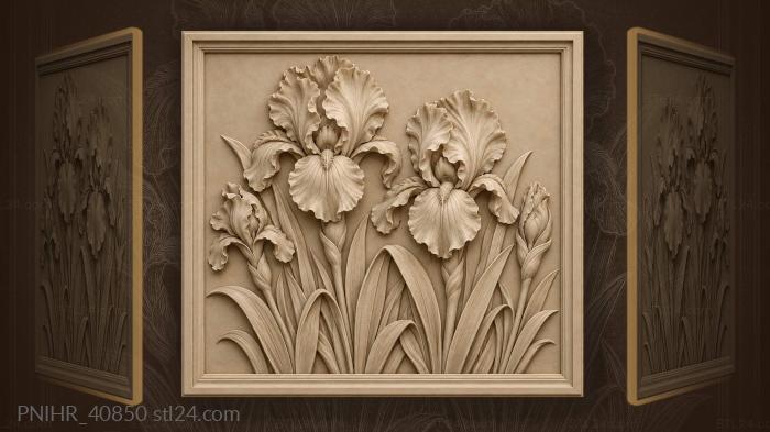 Slender leaves beneath the iris blooms 3d STL model