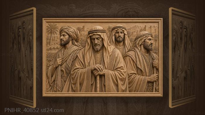 Middle eastern men layered portrait 3d STL model