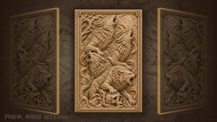 Howling pack with bared teeth 3d STL model