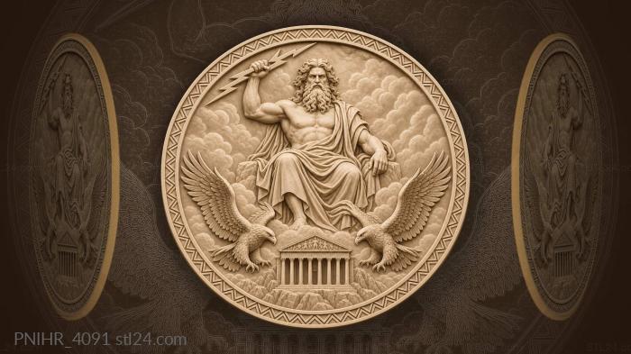 Zeus with eagles and temple 3d STL model