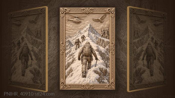 Helicopter and eagle above the climbers 3d STL model