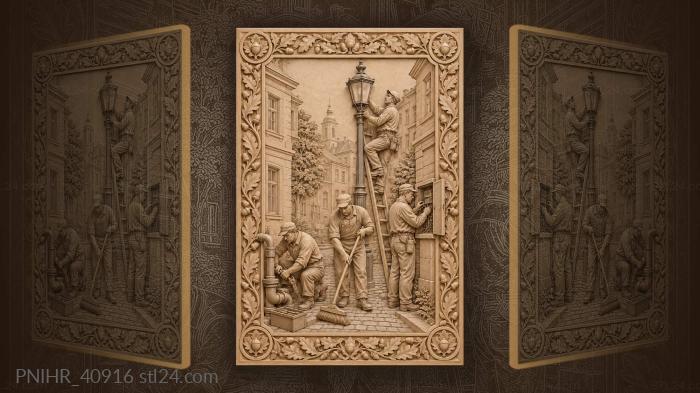 City workers restore a neighborhood together 3d STL model