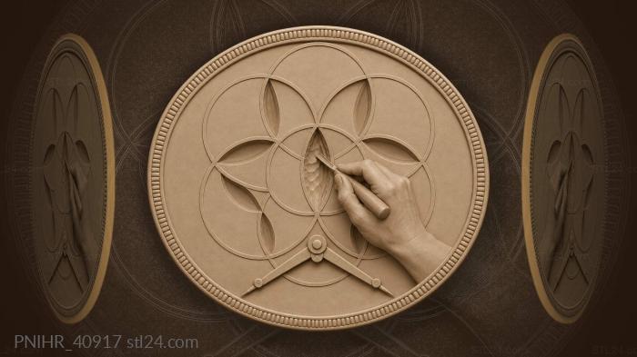 Hand hollowing seed-like almond circles 3d STL model