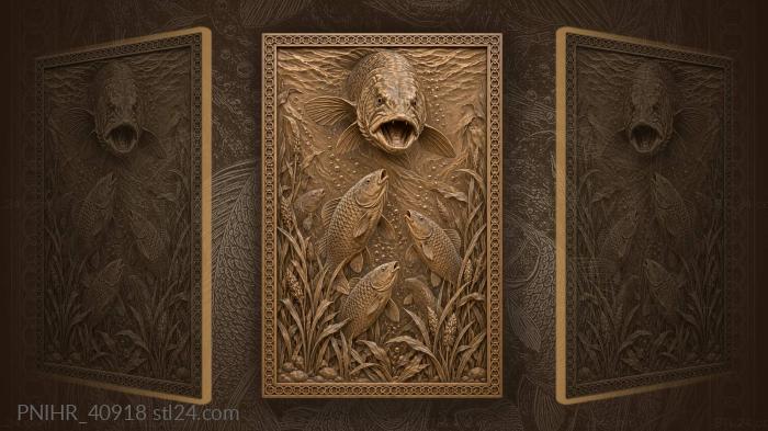 Fish streaming upward from the reeds 3d STL model