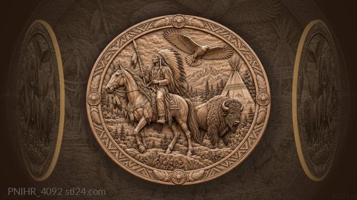 Horse rider eagle bison teepee 3d STL model