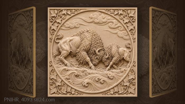Bison charge powerful wild nature 3d STL model