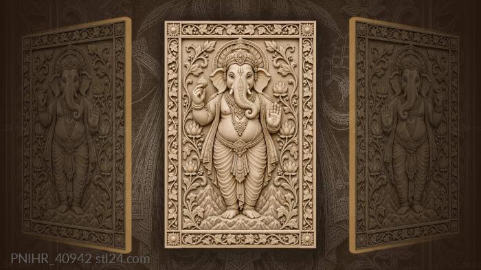 Elephant god among leaves and mountains 3d STL model