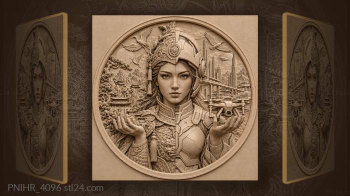Warrior woman future tech duality 3d STL model