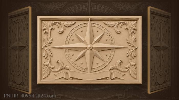 Compass rose with guiding inscription 3d STL model