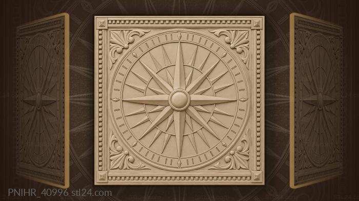 Compass rose nautical star chart 3d STL model