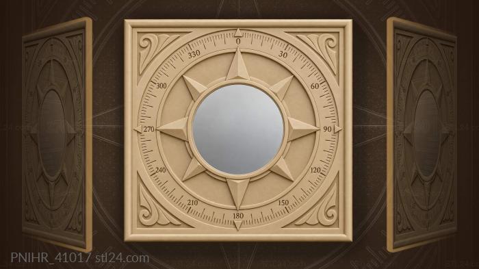 Nautical compass mirror frame star 3d STL model