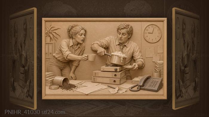 Office break brewing morning coffee 3d STL model
