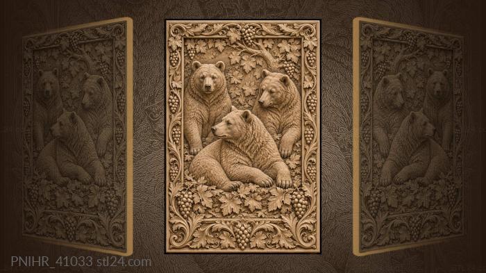 Grape clusters beside the lounging bears 3d STL model