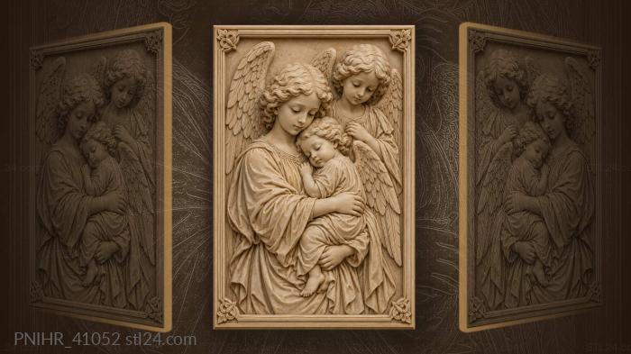 Third angel standing behind layered wings 3d STL model