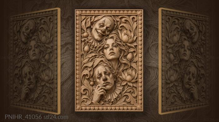 Clowns whimsical floral layered faces 3d STL model