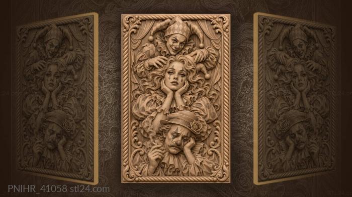 Mustached clown smokes beneath grinning jester 3d STL model