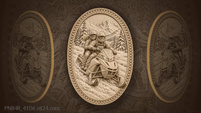 Snowmobile ride through winter landscape 3d STL model