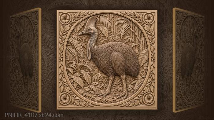 Cassowary amid tropical jungle foliage 3d STL model